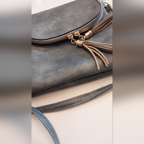 Blue Leather Cross Body Bag - Picture 2 of 5